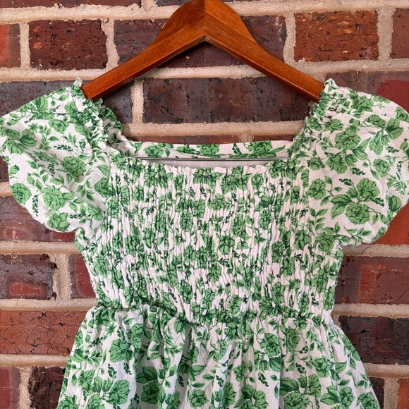 Joie‎ Girls Green Floral Puff Sleeve Dress 8 - Picture 6 of 8